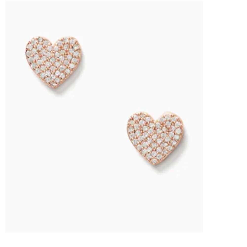 Kate Spade Yours truly Pave Heart Studs Earrings NWT
